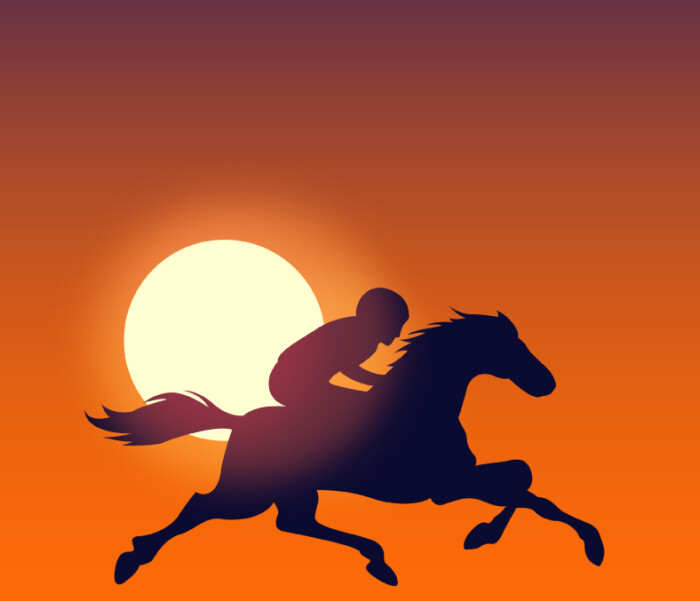 夕阳下的骑手剪影矢量素材,素材格式:ai,素材关键词:夕阳,马,骑马