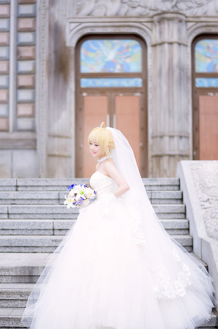 螺旋猫tomia《fate》saber婚纱cos(23)