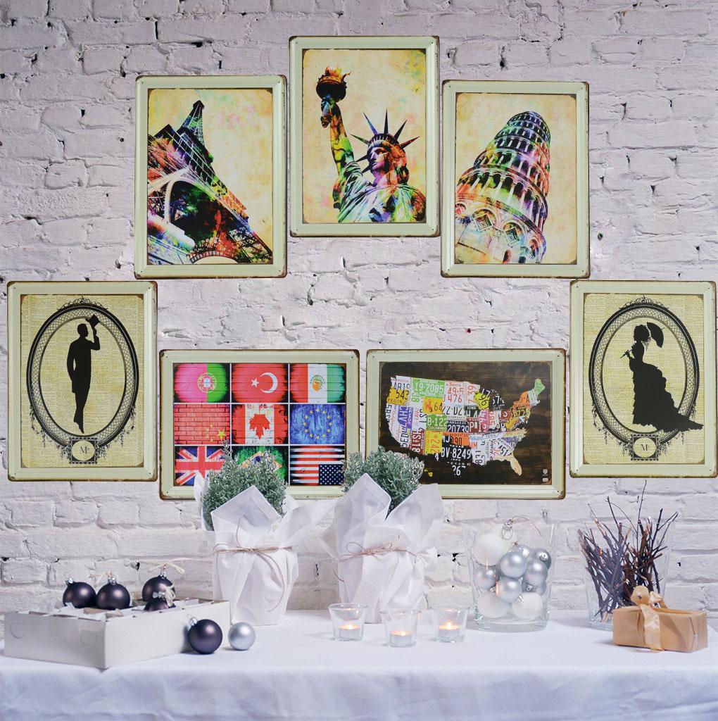 hh磨砂加厚铁皮画卡通壁饰40*30cm居家儿童房客厅咖啡厅装饰画