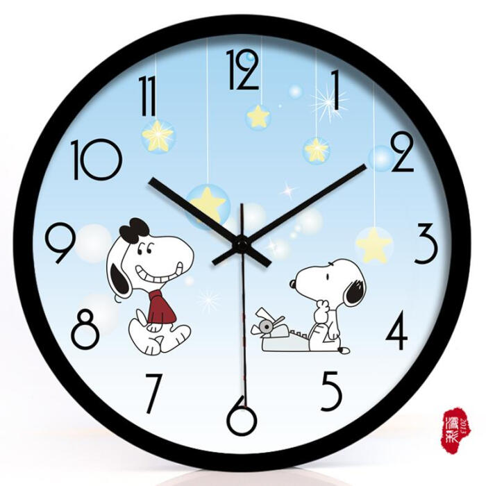 宝宝房创意时尚钟表 可爱卡通壁钟史努比石英钟静音挂钟 19