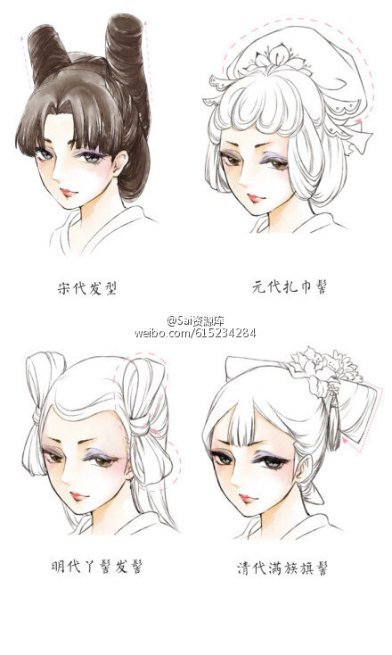 sai资源库# 古风美少女,眉如画,12种眉毛…-堆糖