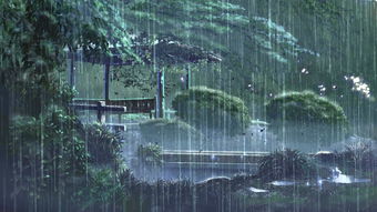 雨景. 小亭子.