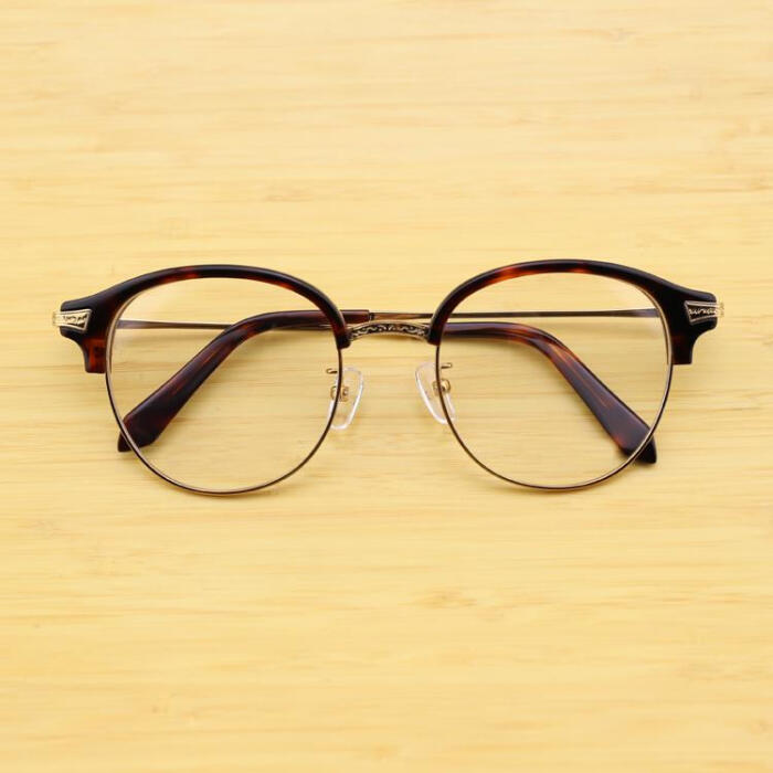 韩国 板材加金属复古半框近视眼镜架光学圆框