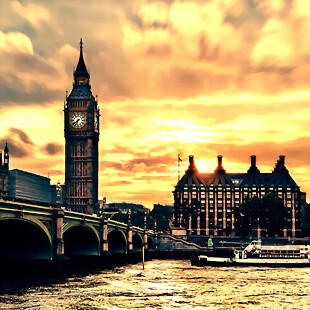 英国伦敦大本钟泰晤士河风景高清摄影照片无框装饰画
