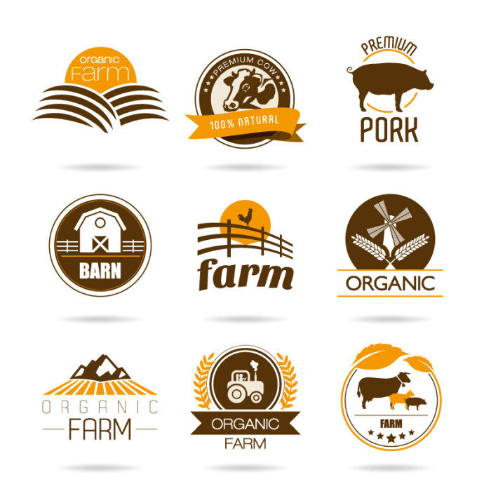 9款农产品标志矢量素材,素材格式:eps,素材关键词:标志,农产品,猪