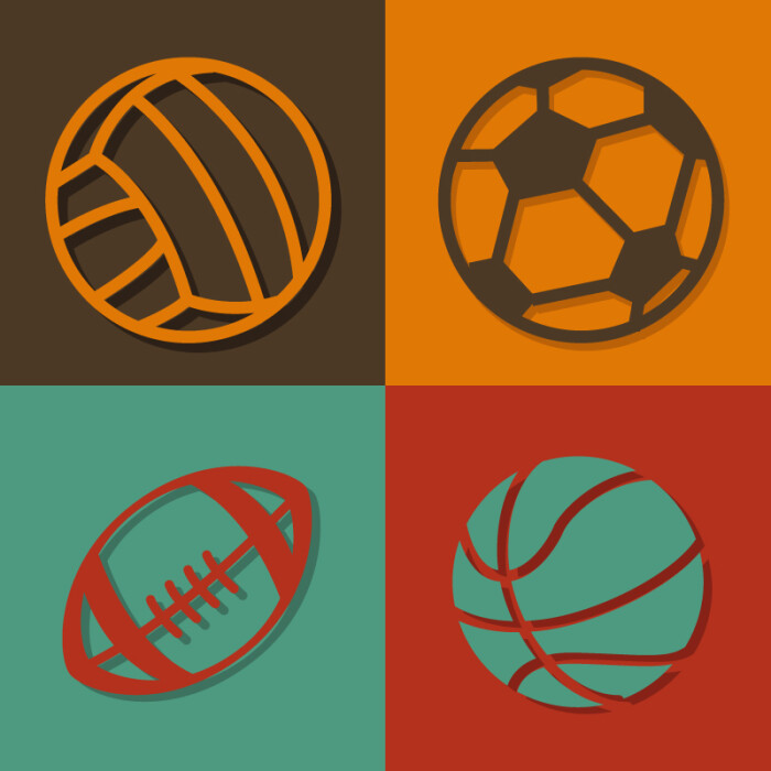 素材格式:ai,素材关键词:图标,足球,橄榄球,排球,球篮球