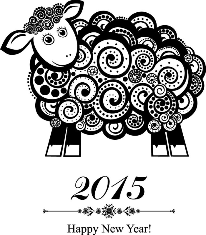 素材格式:eps,素材关键词:花纹,新年,2015年,绵羊,雪花