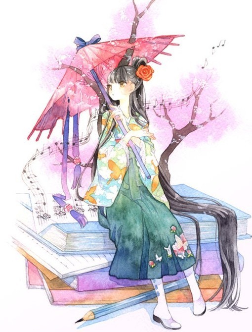 セミコロン / 友风子,日本插画x,插画,日本插画,友风子,古风,动漫