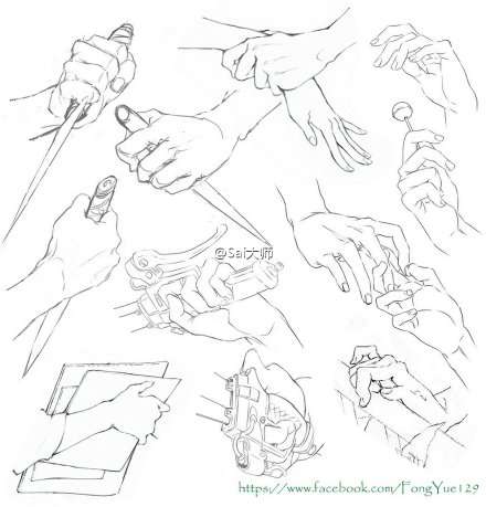 绘画学习# 搜集的一些多角度的手部动态素材!