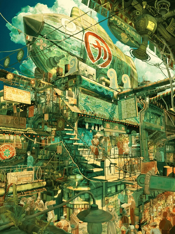 漫画大师松本大洋动画作品《tekkonkinkreet(恶童)》 里的场景设计