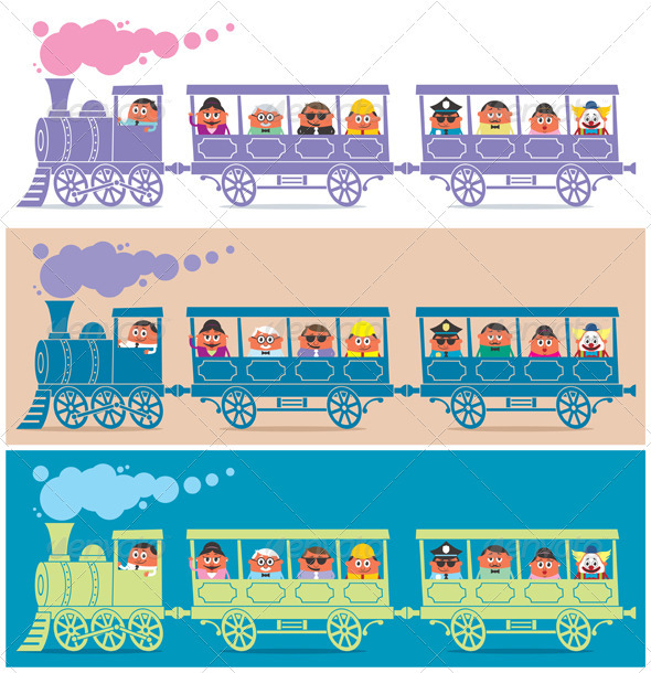 steam train driver蒸汽火车司机人物绘画插图设计素材源文件模板