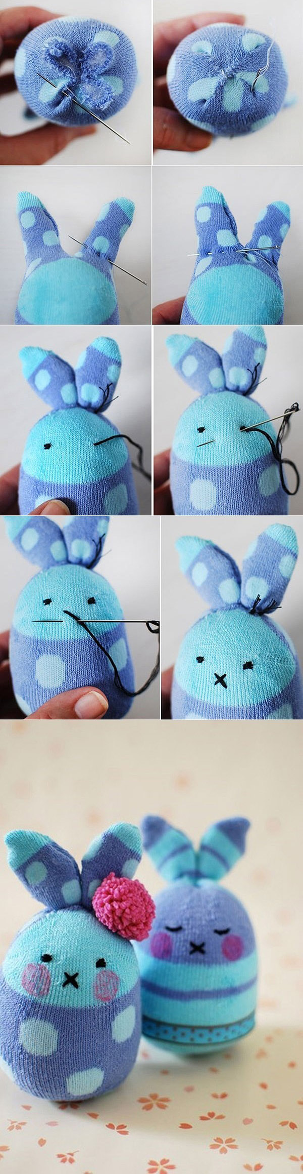 简单袜子娃娃手工制作 可爱小萌兔子