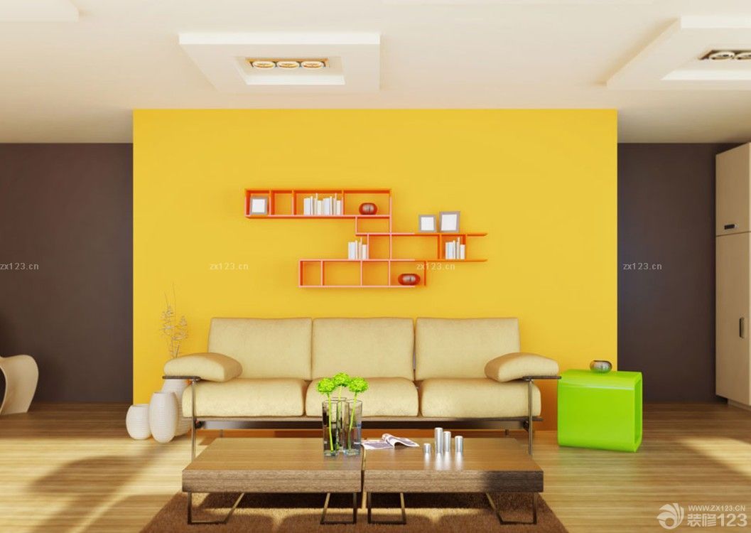 唯美客厅色彩搭配黄色墙面装修图片欣赏