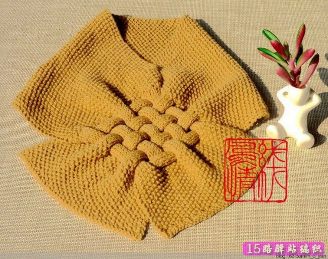 棒针编织中国结花样的围巾|棒针作品秀 - 15…