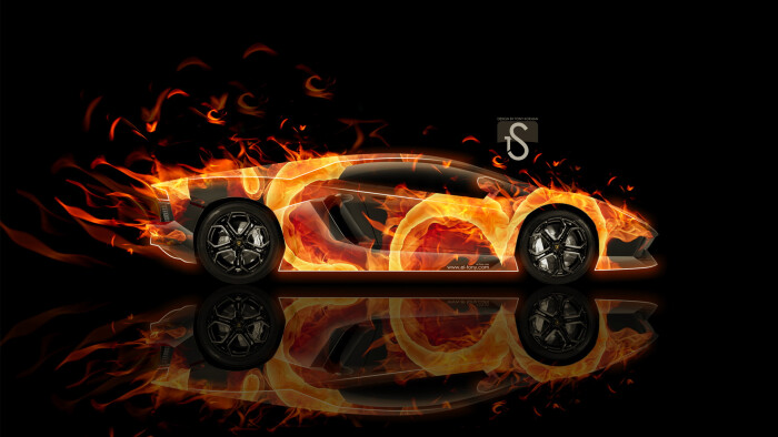 世界名牌汽车个性燃烧火焰设计桌面壁纸