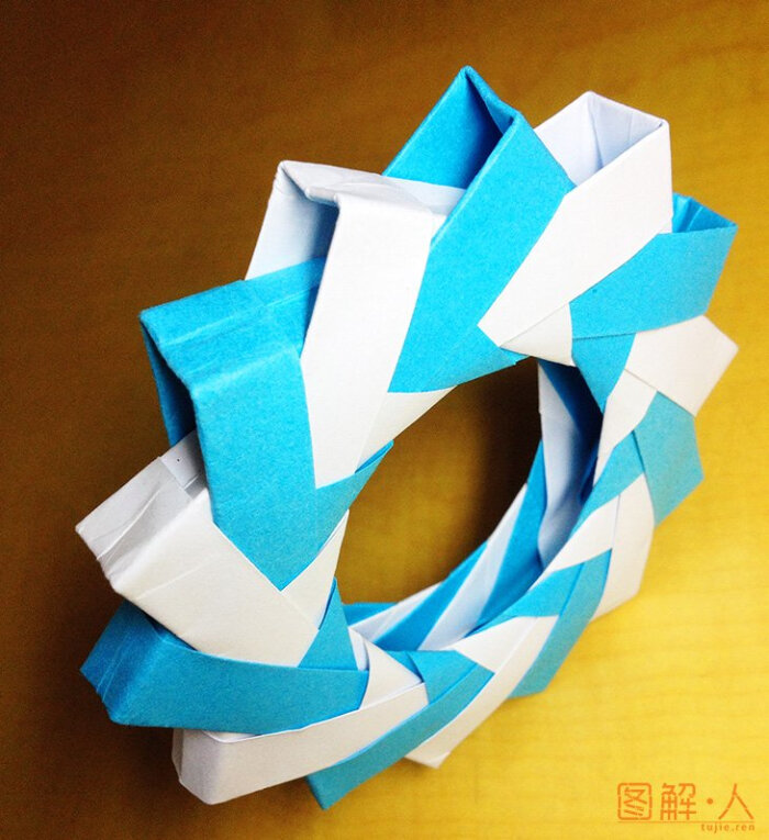 3d立体折纸环的手工折纸图解教程_看图解
