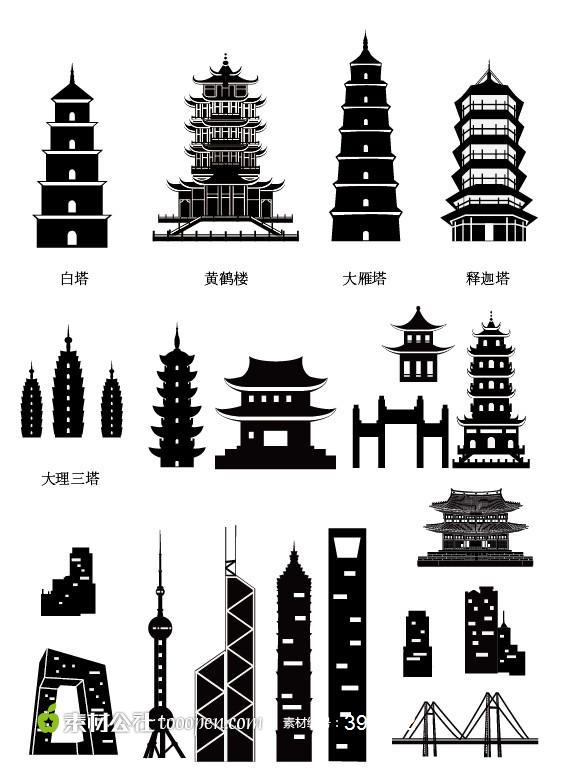著名建筑剪影矢量素材