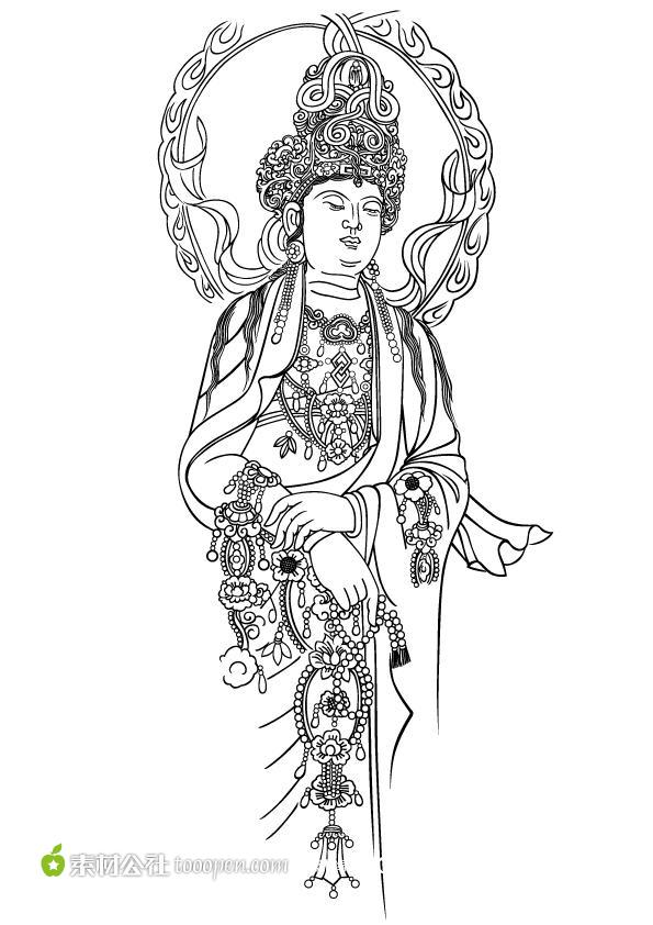 菩萨线描矢量素材