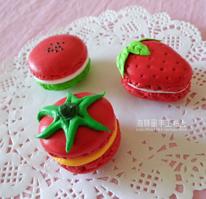 水果西瓜草莓蕃茄 马卡龙甜品蛋糕 冰箱贴 超轻粘土手工
