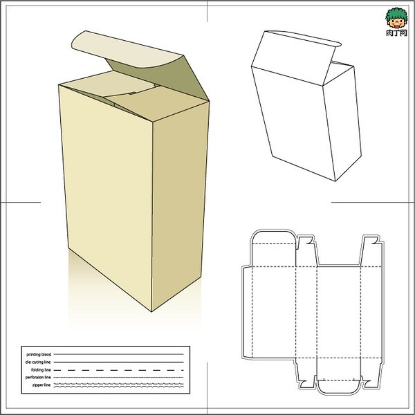 包装纸盒制作展开图 长方形纸盒包装设计