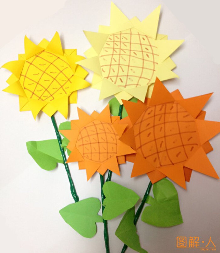 ren/zhezhi/447.html儿童折纸向日葵的折纸图解
