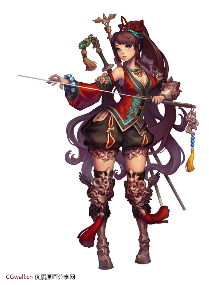 cgwall游戏原画网站_女武士刀 韩风游戏设定图