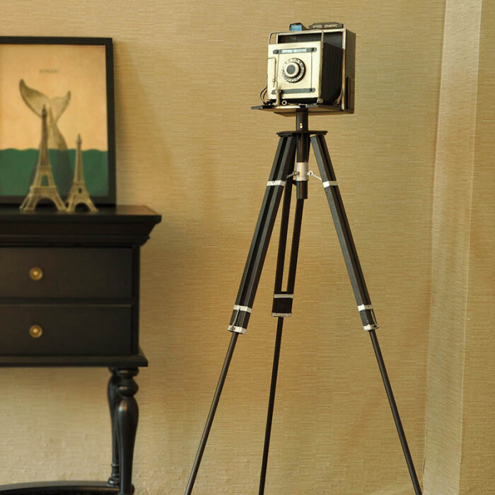 经典怀旧复古做旧老式落地三脚架照相机模型家居摆件装饰摄影道具