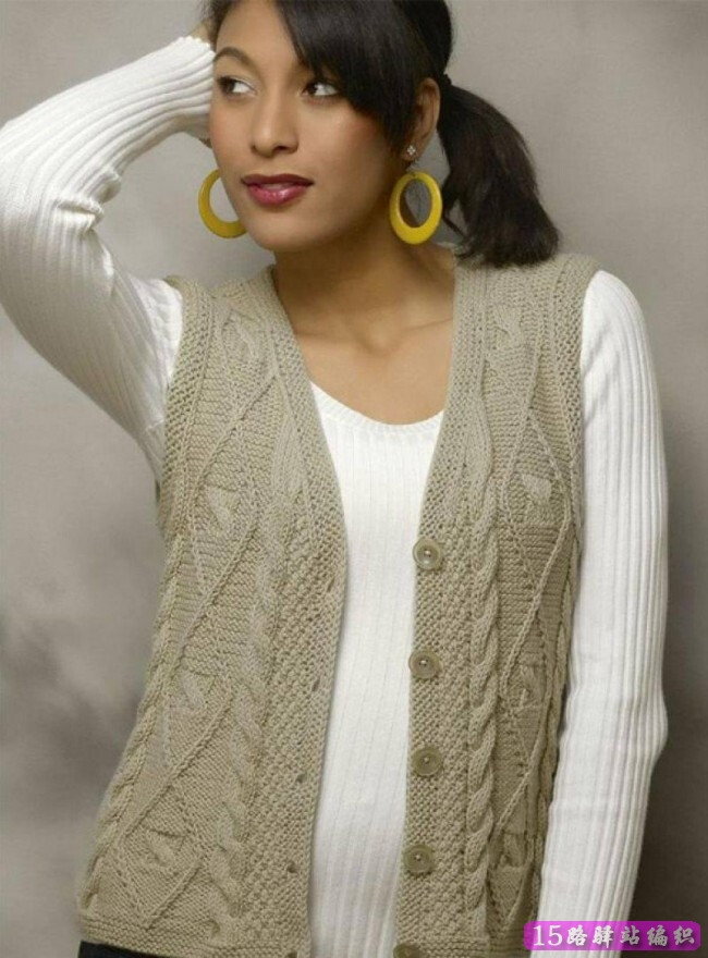 女士开衫马甲和菱形图案的套头衫的织法图解…