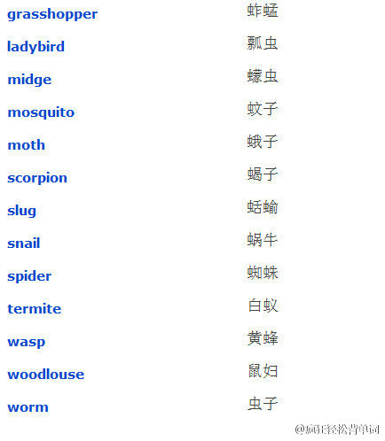 【鸟类,昆虫,鱼和海洋生物】常见鸟类,昆虫,鱼和海洋生物的英文名和