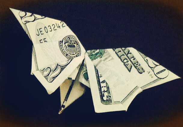 人民币折纸大全之美元折纸蝴蝶的手工视频折纸