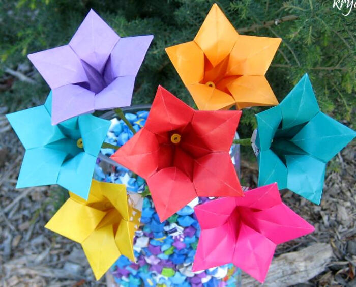 折纸灯笼花的手工折纸视频教程【折纸花大全…