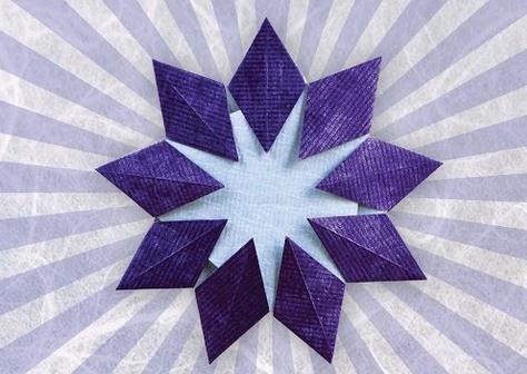 折纸大全之九型星折纸花的折纸视频教程-堆糖