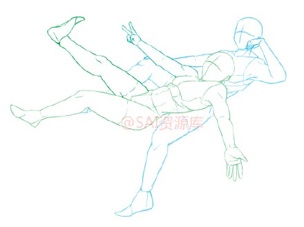 #SAI资源库# 动漫人物pose素材,从单人动态…