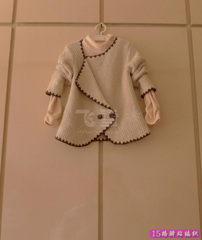 门襟别致的儿童毛衣外套编织款式(5-6岁女…-