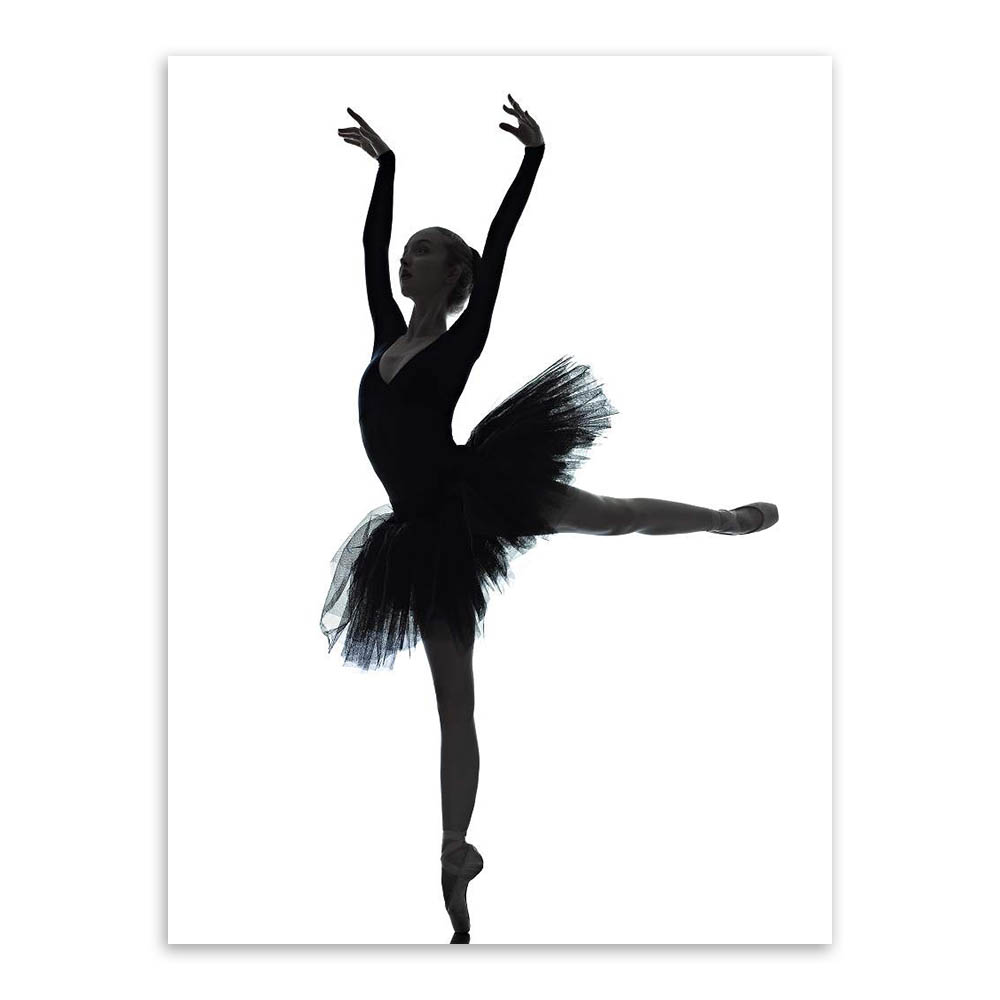 轻艺术 摄影写真 黑白 剪影造型 芭蕾舞蹈 照片 海报画芯 北欧 卧室