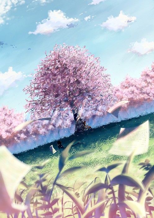 一波如梦境般浪漫唯美的治愈系日式场景插画,有阳光,有樱花,有夕阳,有