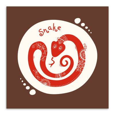 生肖星座 复古生肖 海报画芯 新中式 红色剪纸 生日礼物 装饰画 蛇