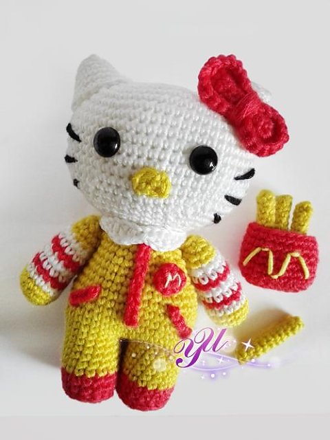 钩针玩偶图解 麦当劳版hellokitty猫教程