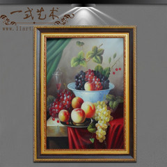 一式 纯手绘静物高档水果油画 餐厅玄关高档装饰画 酒店挂画包邮