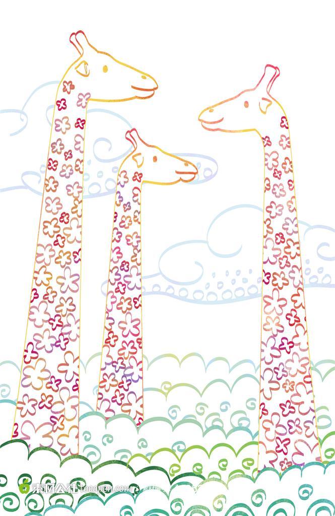 长颈鹿插画卡通素材