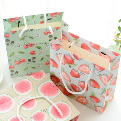 创意礼品袋 手绘水果手提袋中号 纸袋 礼物袋 包装袋
