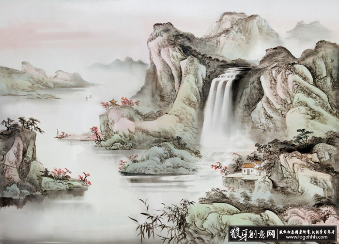 山水画背景墙,中国风背景墙,中国画素材,水墨画背景,中国山水画素材