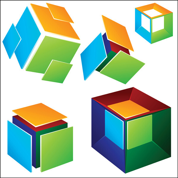 logo/vi模板 三维立体logo标志模板矢量素材免费下载,立体图标,立方体