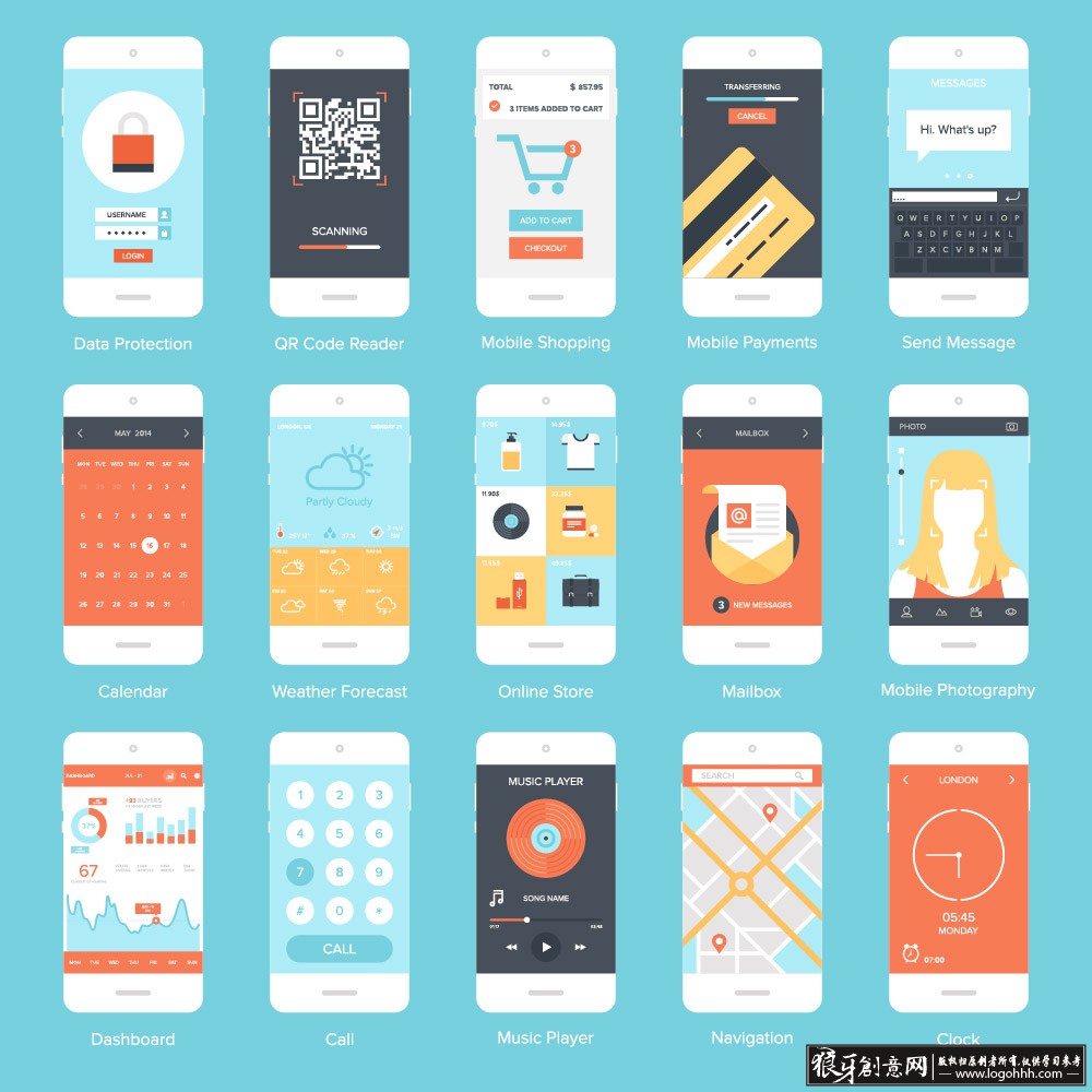 网页/ui 时尚手机app界面设计模板 app界面设计素材 手机app模板