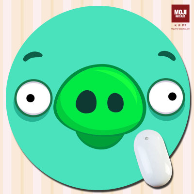 圆形鼠标垫特价卡通可爱捣蛋猪苹果女生护腕定制游戏愤怒的小鸟3