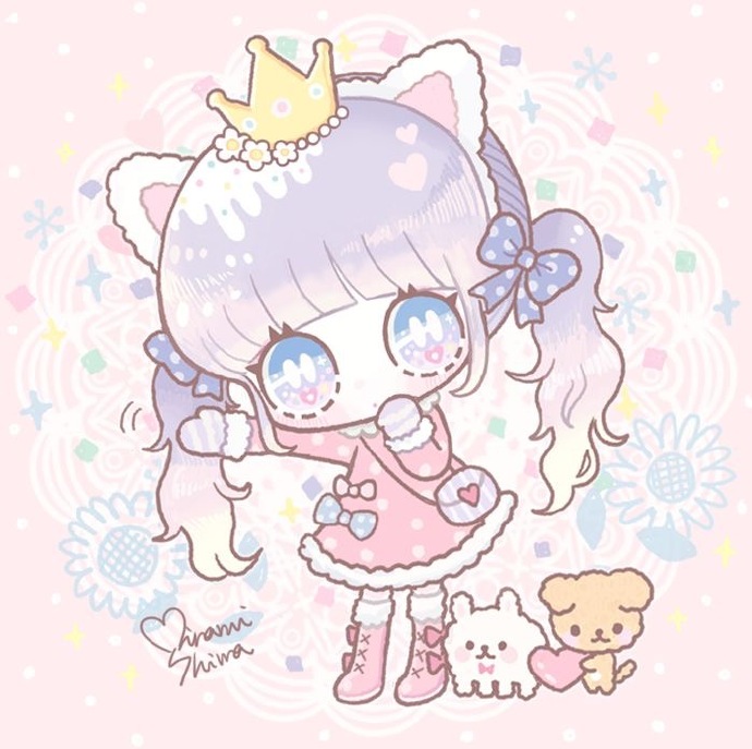 梦幻二次元少女头像软萌甜卡通女生头像大眼少女圆形小头像 @暖心少女