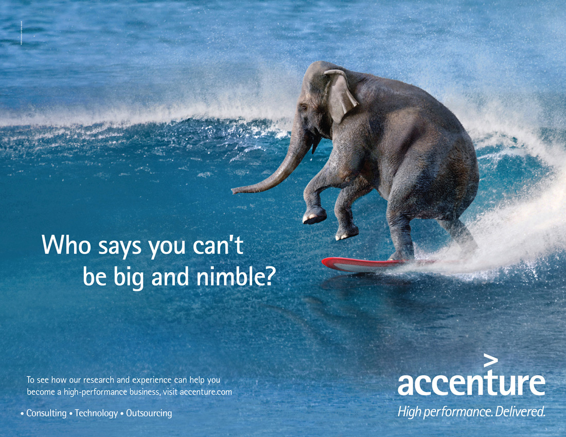 accenture ad, big and nimble elephant