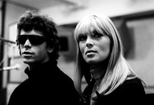 1965 --- lou reed and nico in the recording studio with the