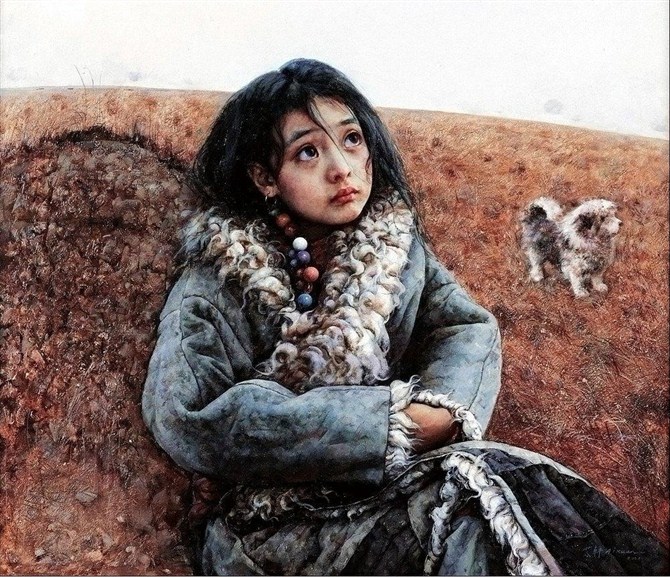 艾轩(艾青之子)西藏风情油画