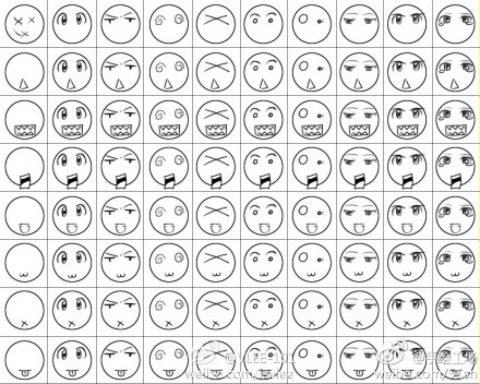【手绘参考:简易表情的画法(查看大图)】